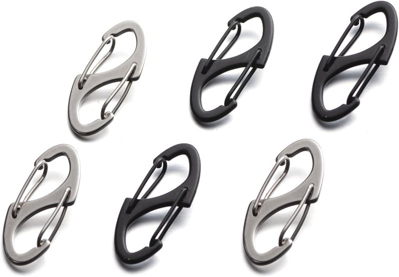 Mizeer Stainless Steel Anti Theft Zipper Clips - 6PCS Black and Silver - Image 1